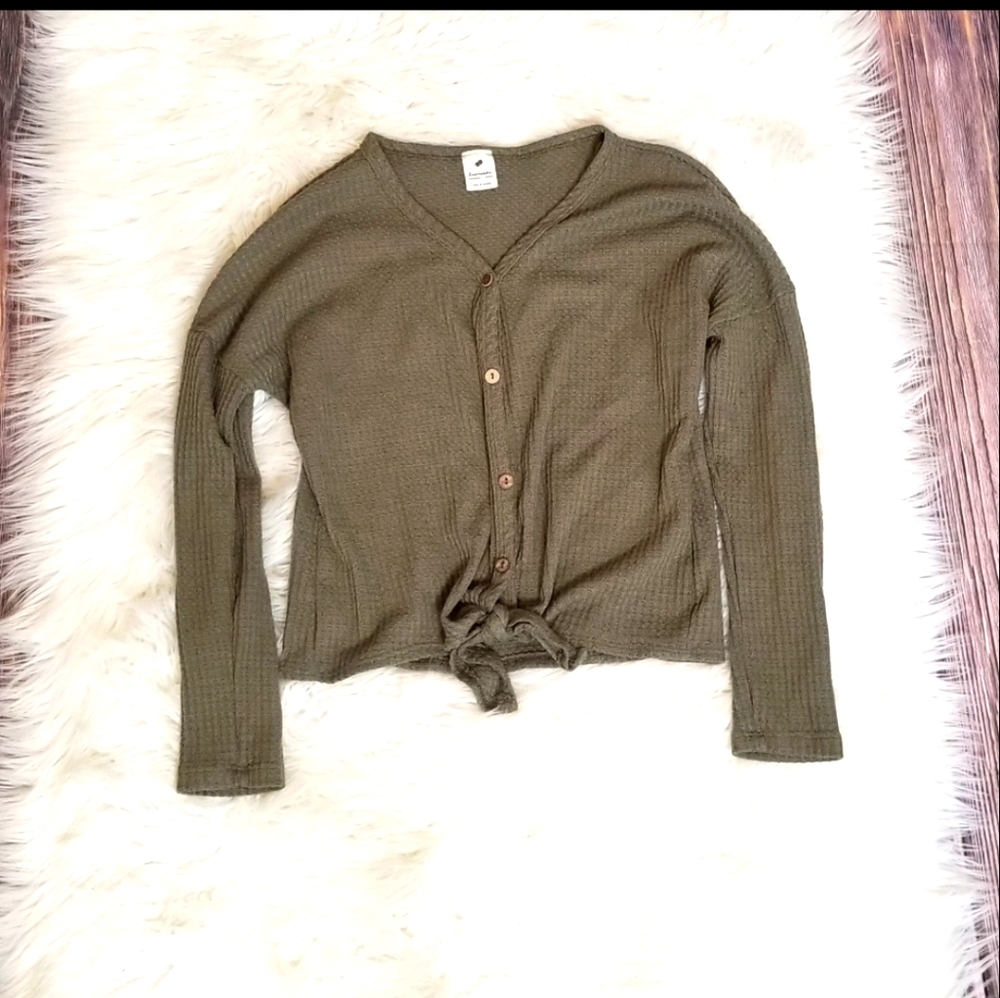 Anthro Lovemarks Green Front Tie Thermal
